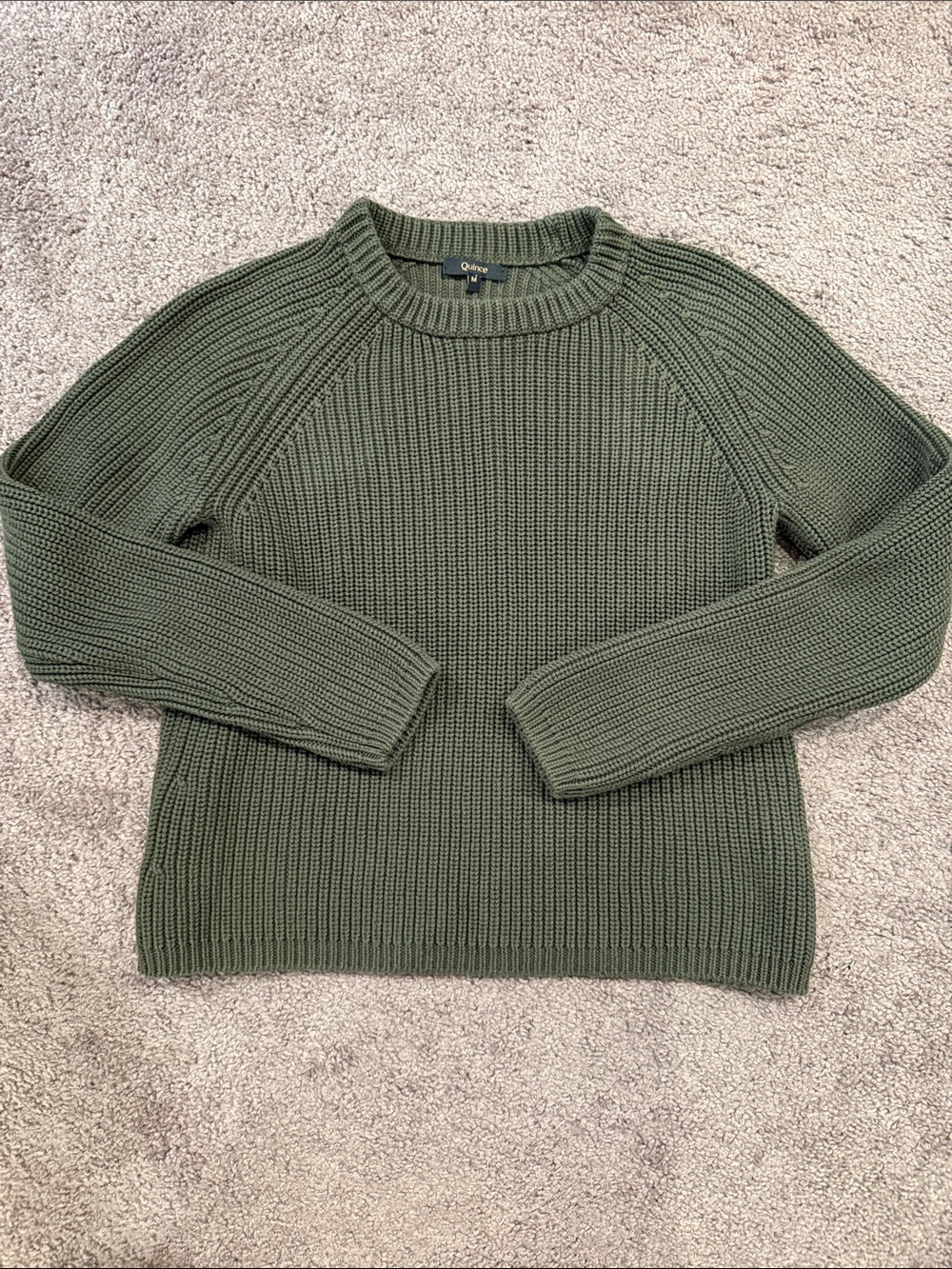 Quince Dark Olive Ribbed Crewneck Sweater - Men